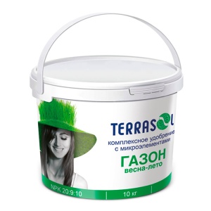 Удобрение сухое Террасол минеральное для Газона весна-лето с микроэлементами ведро 10 кг