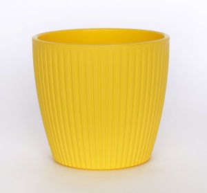 Кашпо ЭВИ ВипСет со вставкой пластик d-20см h-18см V-4,5л желтый