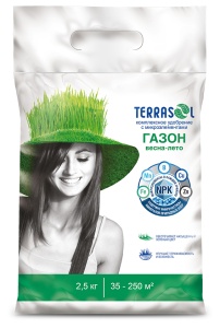 Удобрение сухое Террасол минеральное для Газона весна-лето с микроэлементами 2,5 кг