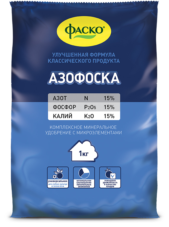 Удобрение сухое Фаско Азофоска минеральное 1кг