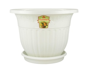 Кашпо АЛЬТЕРНАТИВА Лозанна с поддоном пластик d-22см h-16,5см V-3л белый