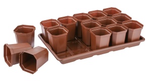 Набор для рассады АЛЬТЕРНАТИВА пластик поддон 41Х23Х9см + горшок V-0,3л 15шт